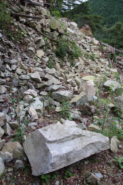 カンカケ三室林道の崖崩れ
